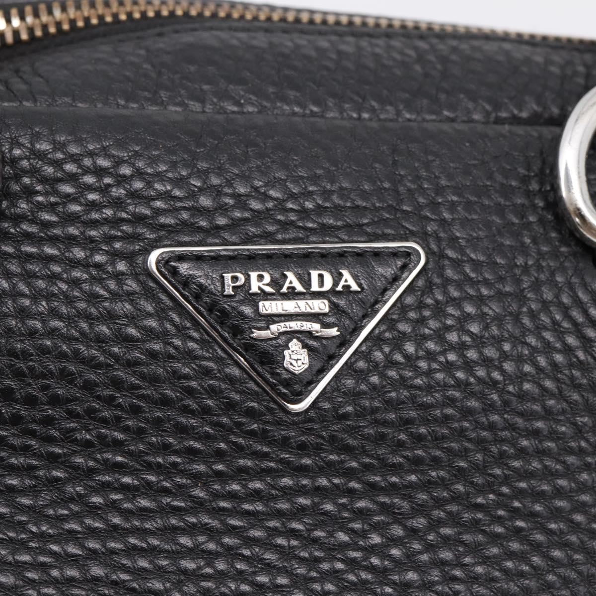 Prada Convertible Zip Satchel Vitello Daino, Black, Leather, Handbag