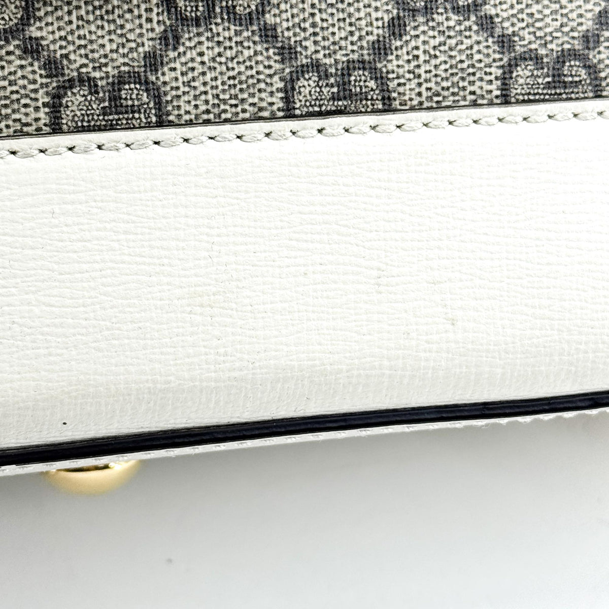 Gucci Horsebit 1955 Top Handle GG Coated Canvas with Leather, White, Canvas, Handbag