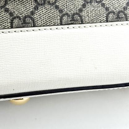 Gucci Horsebit 1955 Top Handle GG Coated Canvas with Leather, White, Canvas, Handbag