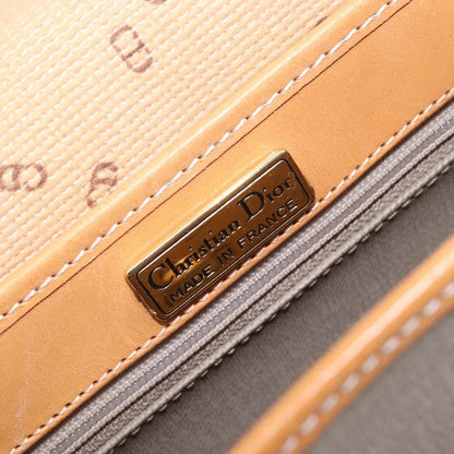 Christian Dior Vintage CD Logo Canvas and leather, Gray, Canvas, Shoulder Bag