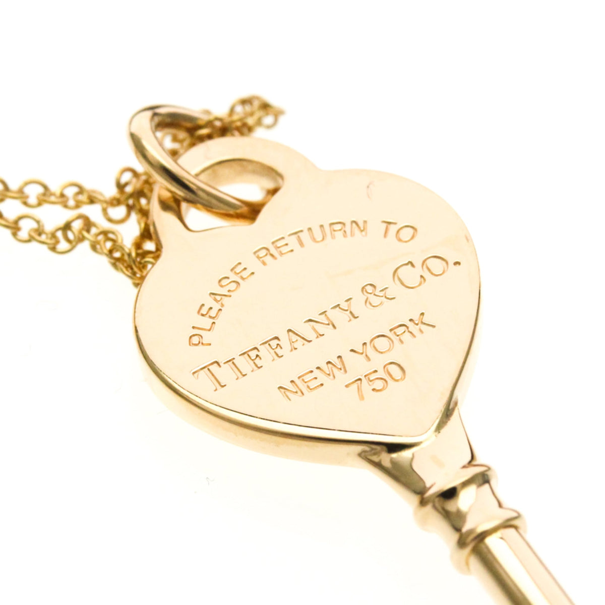 Tiffany & Co. Heart Key Pendant 18K Rose Gold with Diamonds, Gold, Pink Gold, Necklace