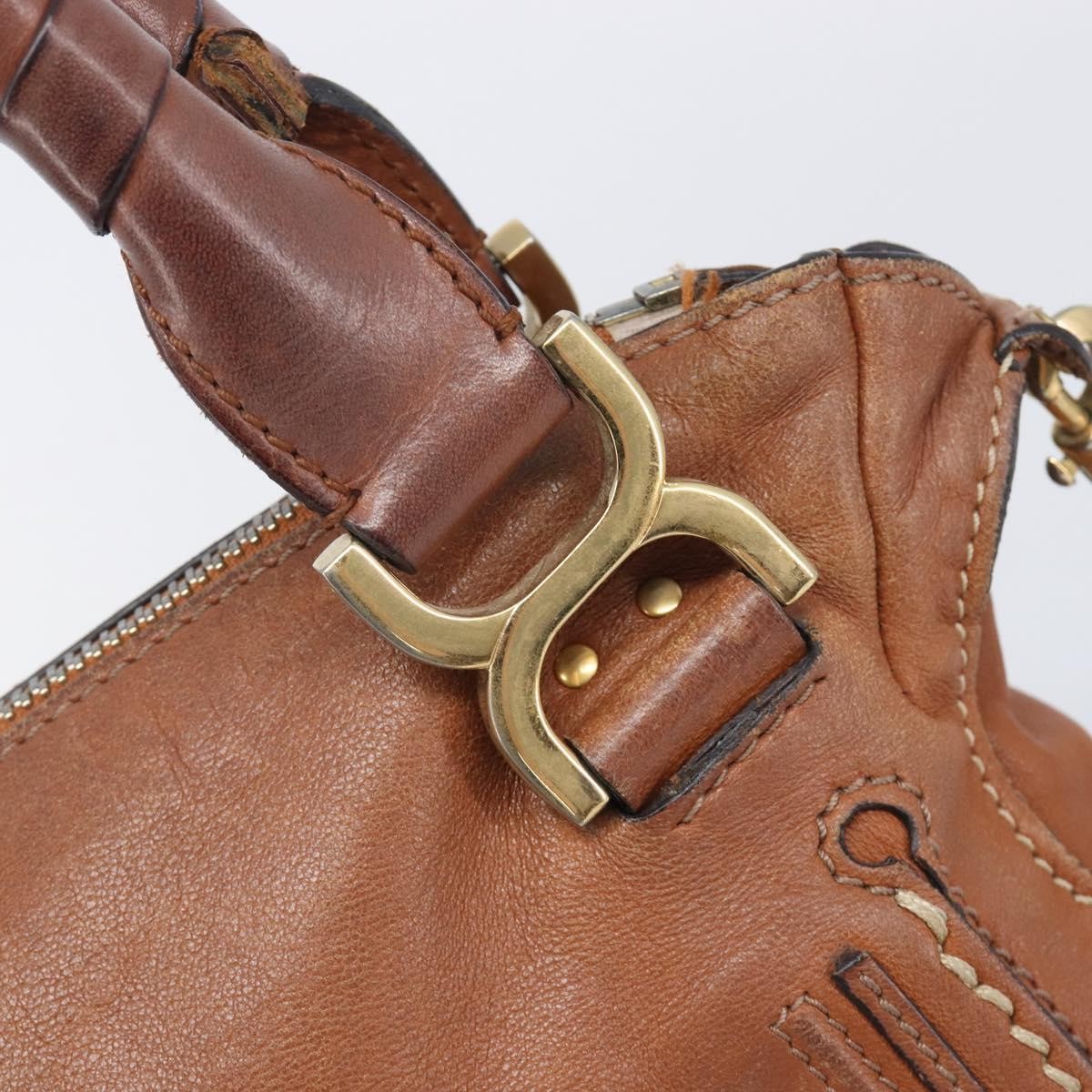 Chloe Marcie Satchel Leather, Brown, Leather, Handbag