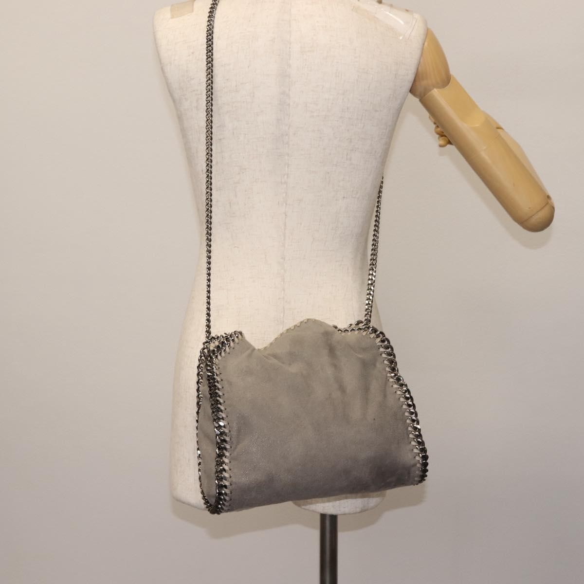 Stella McCartney Falabella Fold Over Faux Suede, Gray, Synthetic, Shoulder Bag