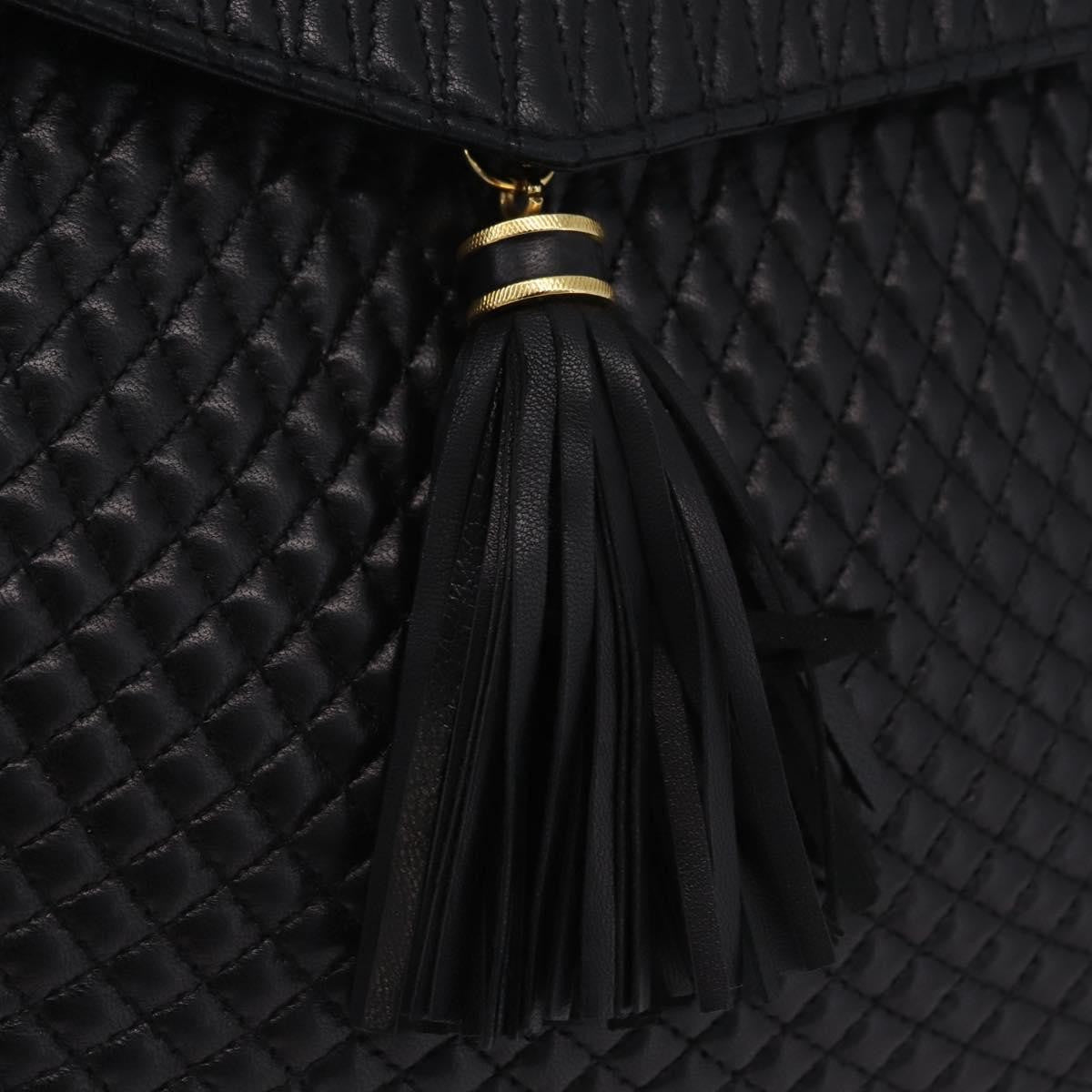 Bally Vintage Chain Quilted Leather, Black, Leather, Shoulder Bag
