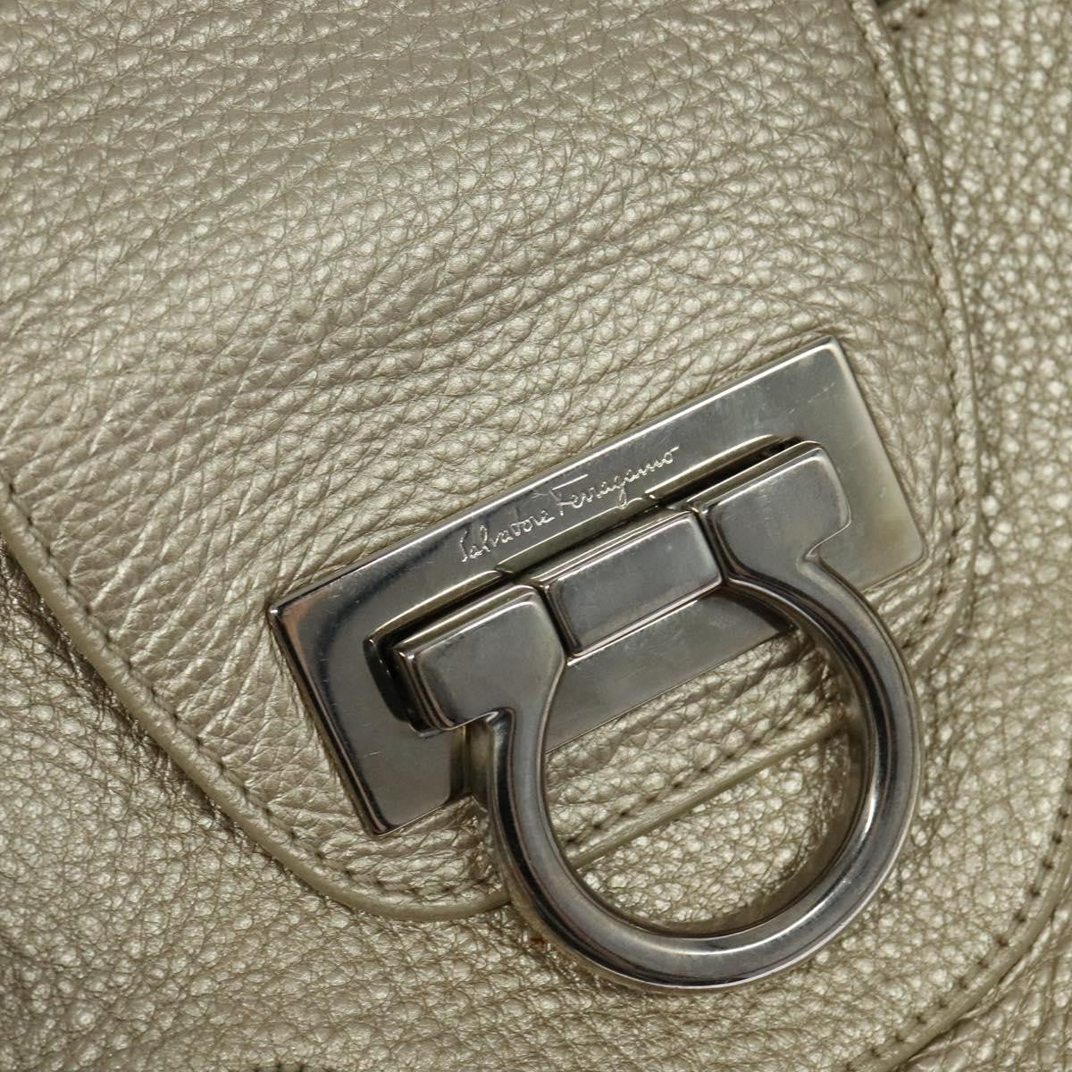 Salvatore Ferragamo Gancini Tote Leather, Silver, Leather, Tote Bag