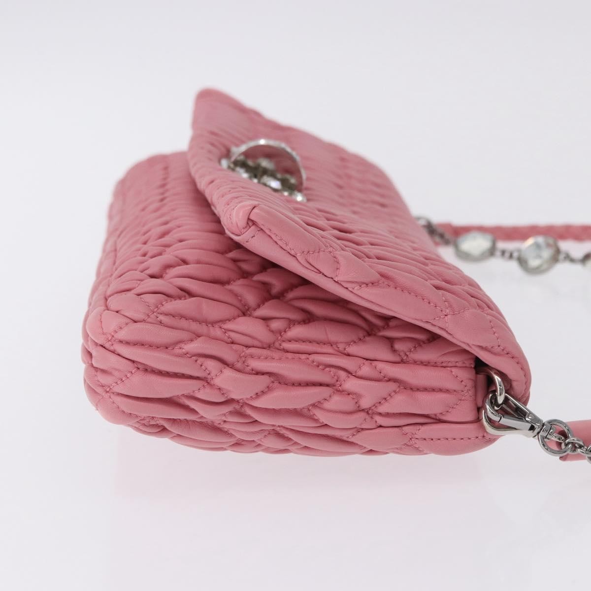 Miu Miu Crystal Clutch Matelasse Leather, Pink, Leather, Handbag
