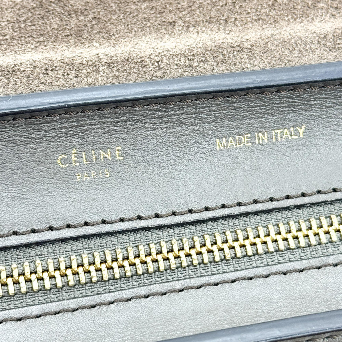 Celine Tricolor Trapeze Leather, Brown, Leather, Handbag