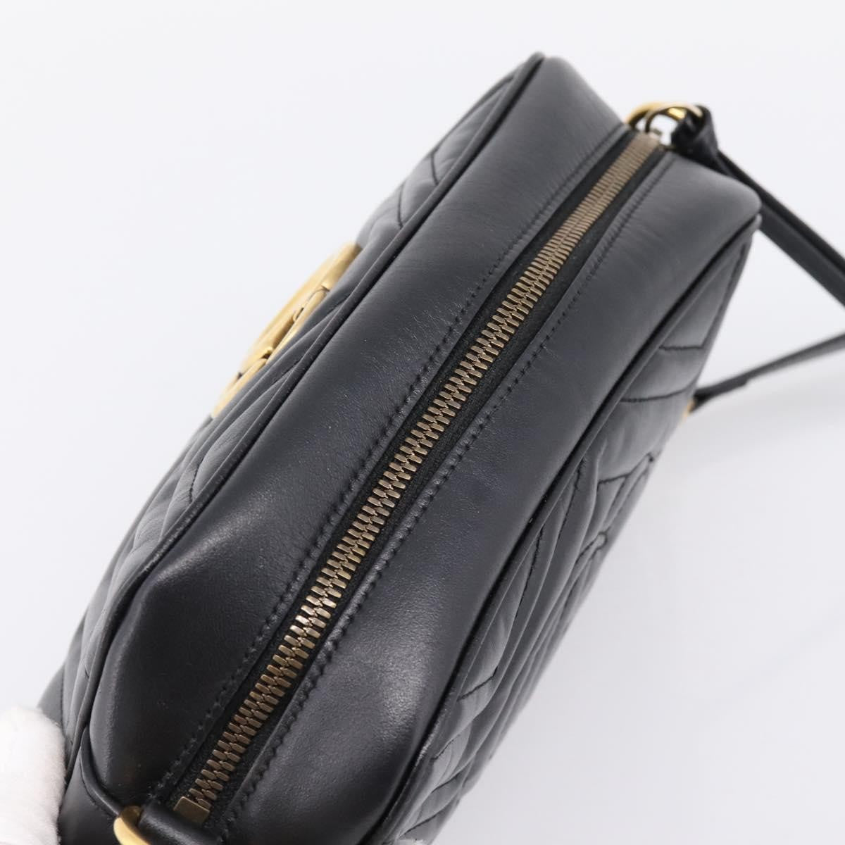Gucci GG Marmont Monochrome Matelasse Leather, Black, Leather, Shoulder Bag