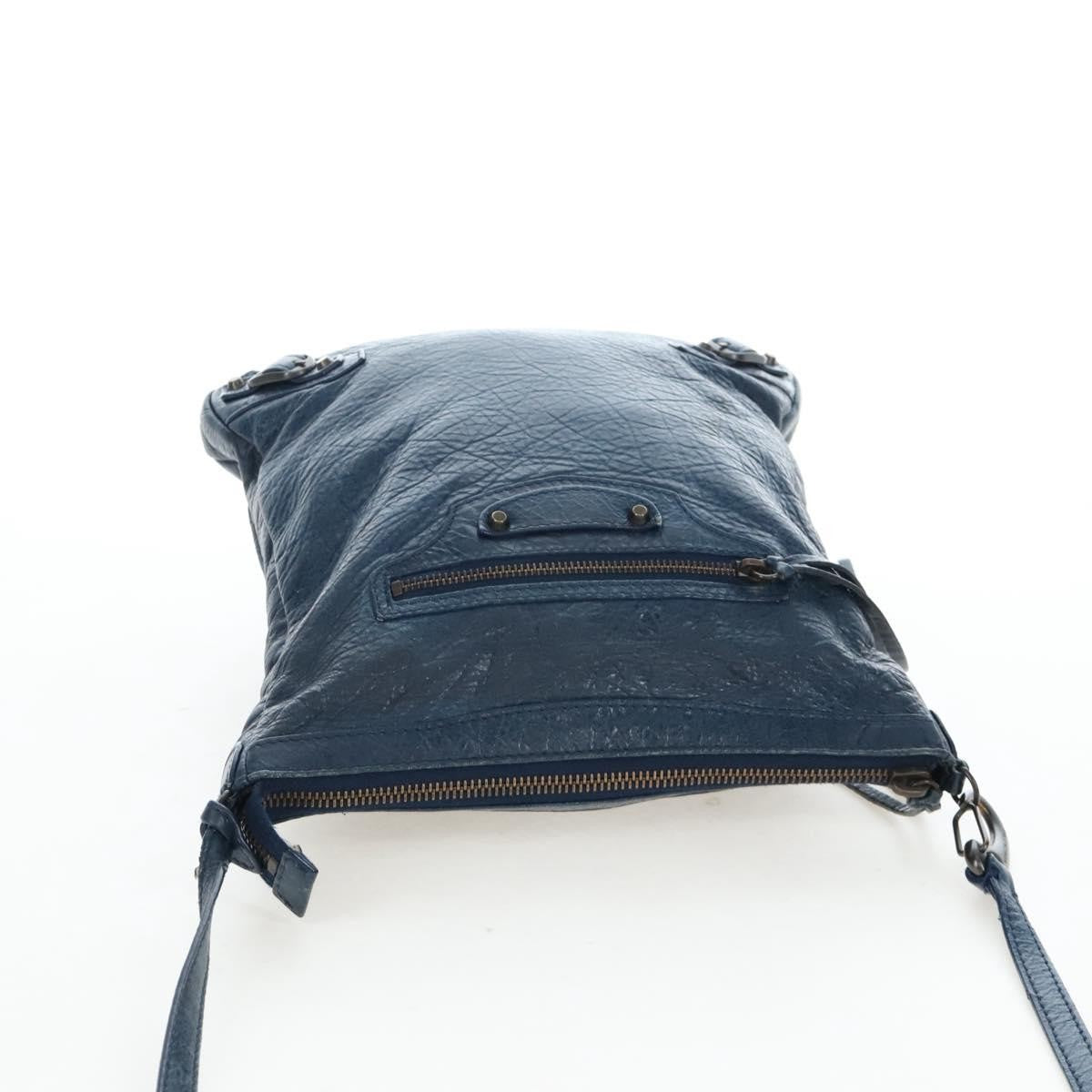 Balenciaga Flat Crossbody Classic Studs Leather, Navy, Leather, Crossbody Bag