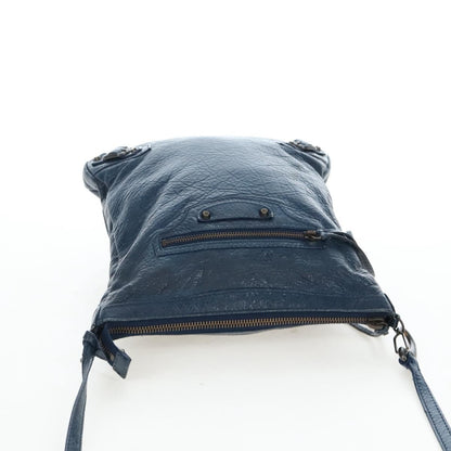 Balenciaga Flat Crossbody Classic Studs Leather, Navy, Leather, Crossbody Bag