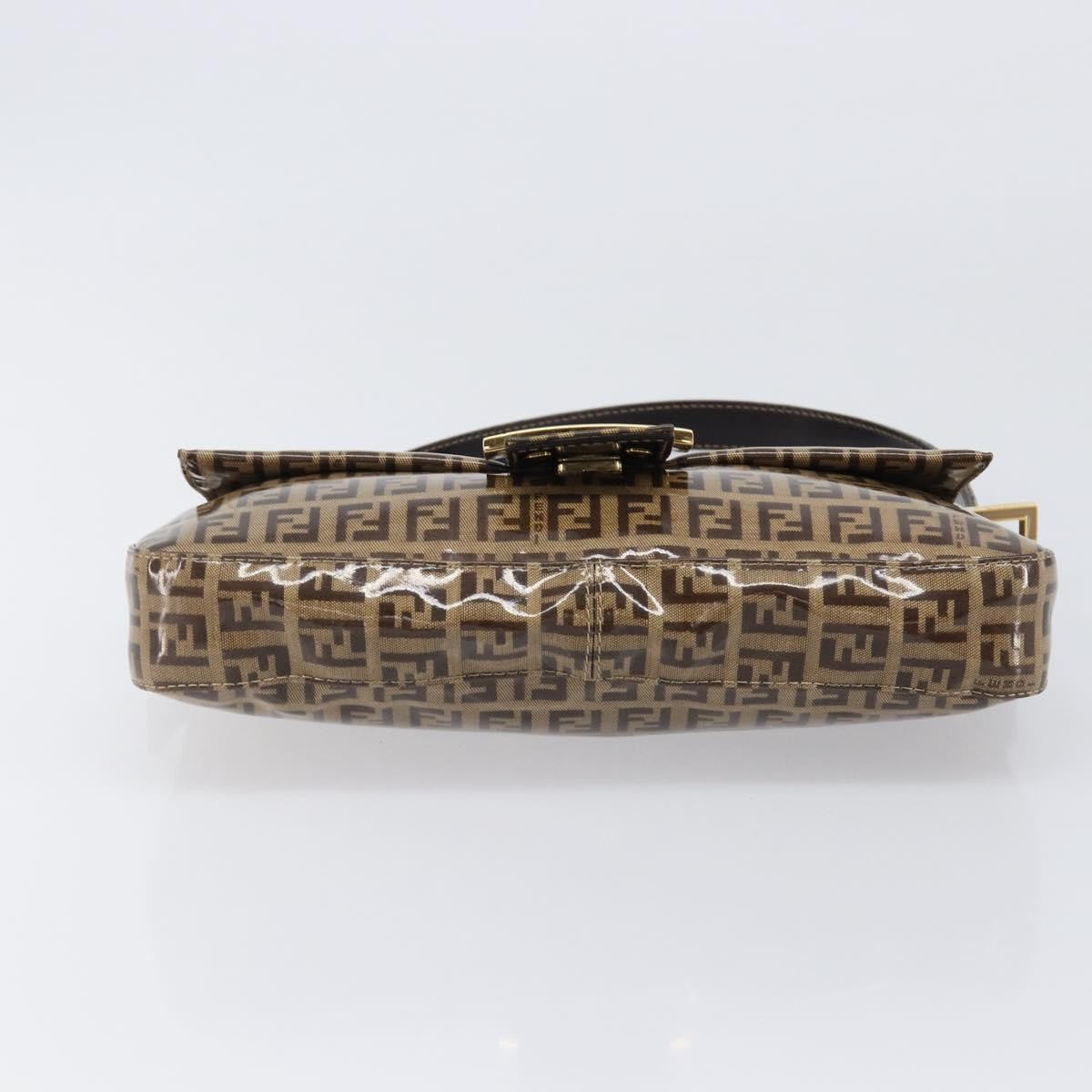 Fendi Mamma Baguette Zucca patent leather, Beige, Canvas, Shoulder Bag