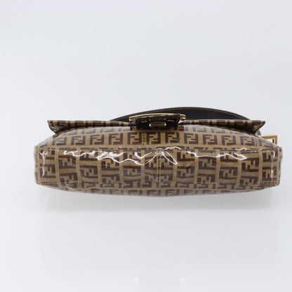 Fendi Mamma Baguette Zucca patent leather, Beige, Canvas, Shoulder Bag