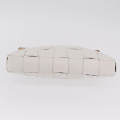 Bottega Veneta The Snap Clutch Maxi Intrecciato Leather with Wood and Metal, White, Leather, Clutch
