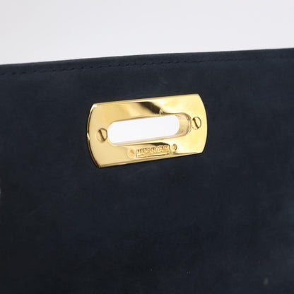 Salvatore Ferragamo Gancini Flap Suede, Navy, Suede, Shoulder Bag