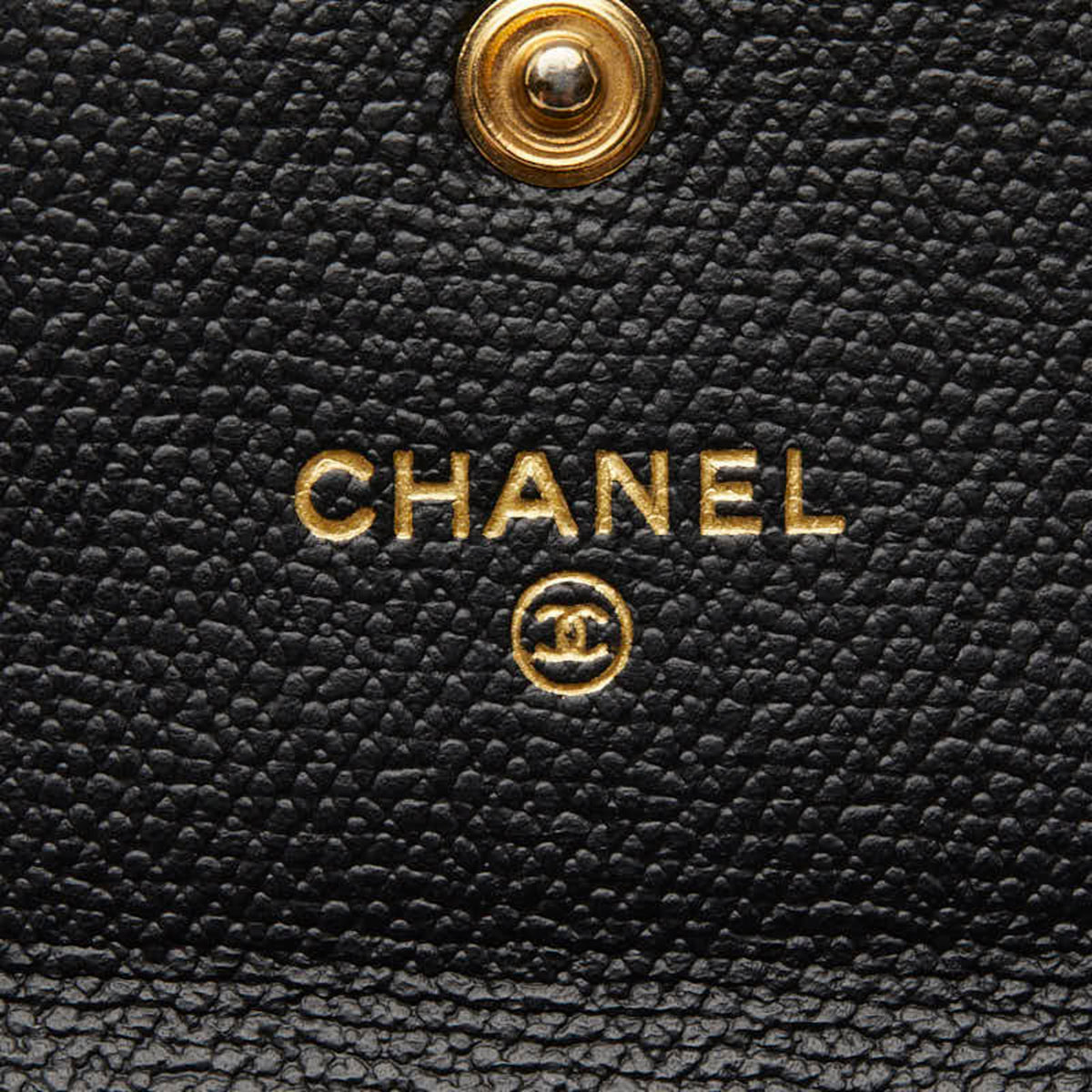 Chanel CC Button Bi-Fold Leather, Black, Leather, Wallet