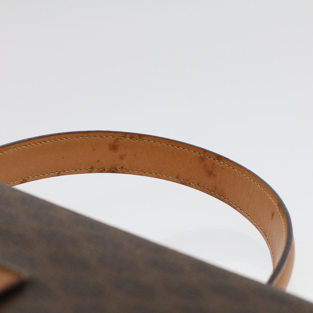 Celine Macadam Handbag Macadam with leather, BROWN, LEATHER, Handbag