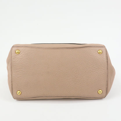 Prada Front Pocket Wing Convertible Vitello Daino, Beige, Leather, Tote Bag
