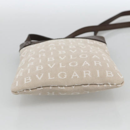 Bvlgari Logomania Canvas with Leather, Beige, Canvas, Shoulder Bag