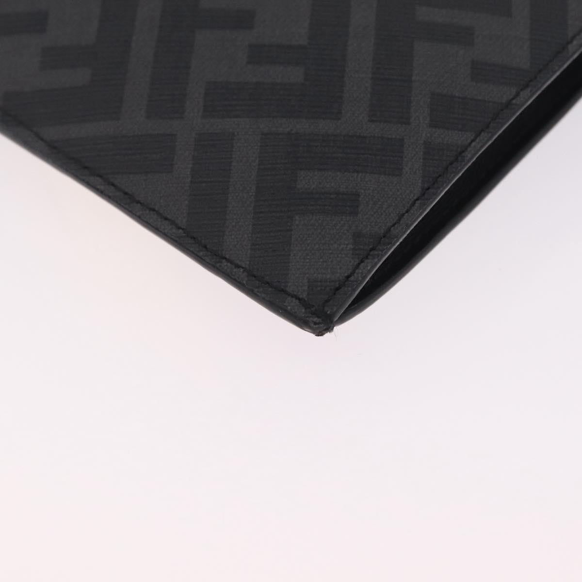 Fendi Zip Flat Wristlet Zucca Coated Canvas and Leather, Black, Canvas, Clutch
