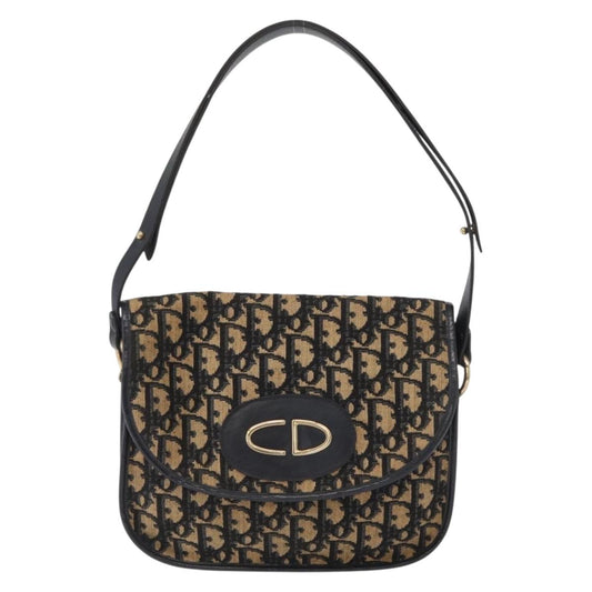 Christian Dior Vintage Trotter Shoulder Bag Canvas, NAVY, CANVAS, Shoulder bag