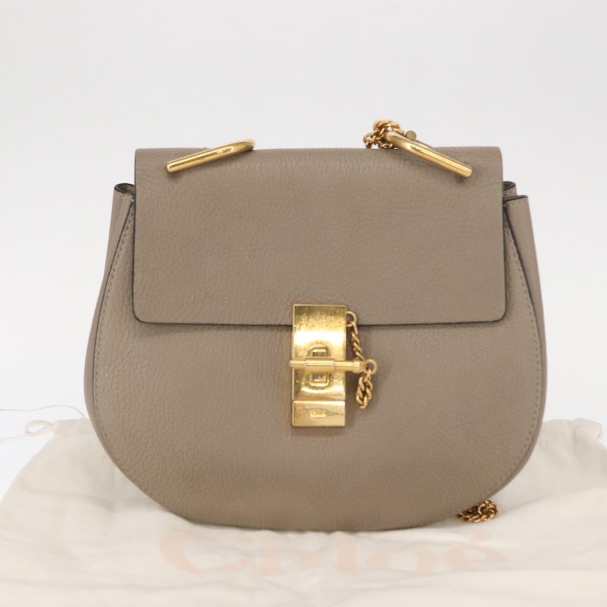 Chloe Drew Crossbody Bag Leather, BEIGE, LEATHER, Shoulder bag