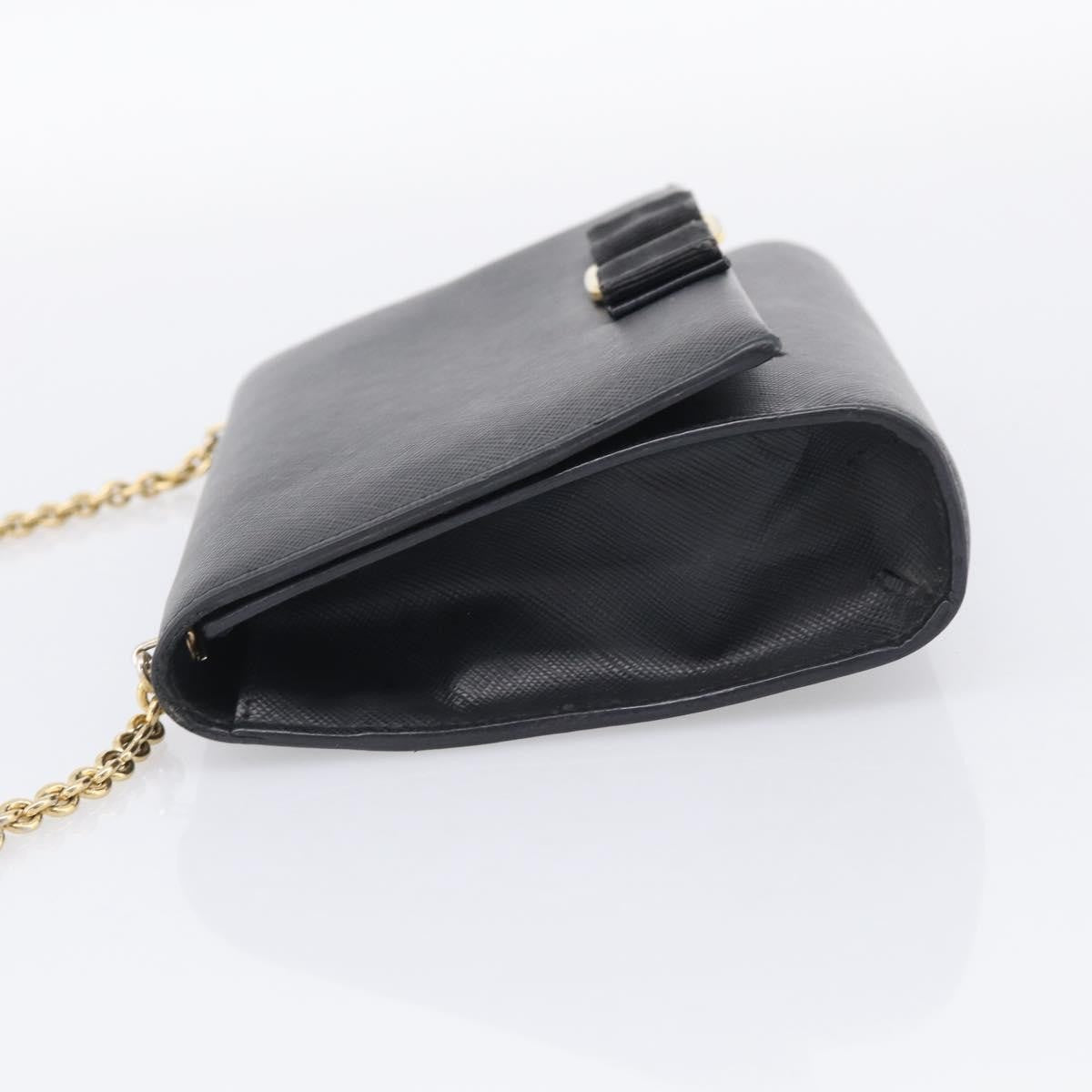 Salvatore Ferragamo Vala Chain Leather, Black, Leather, Shoulder Bag