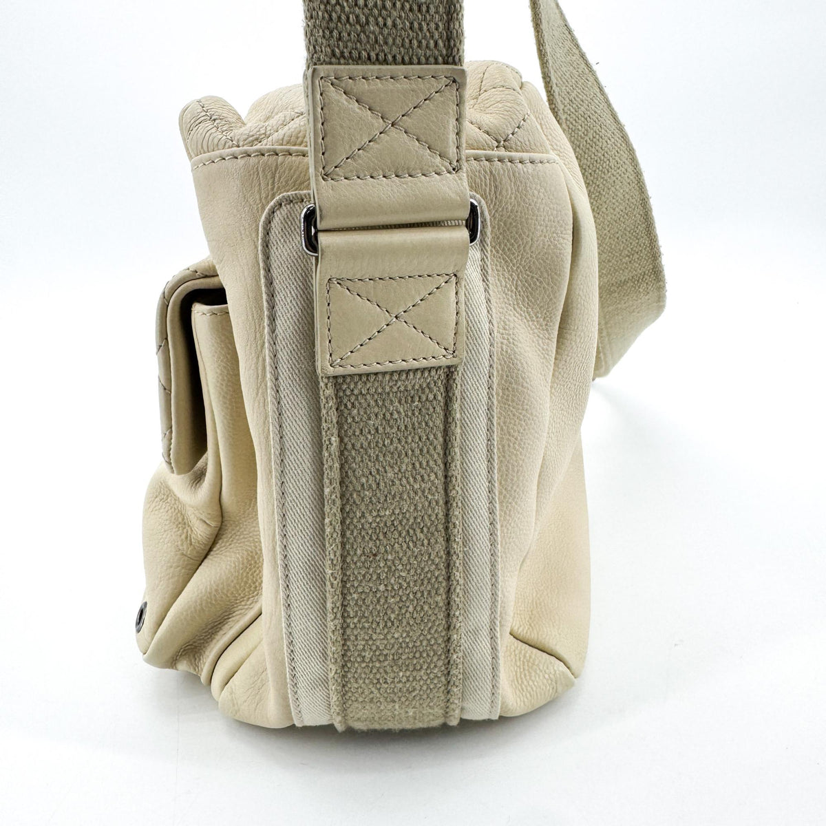 Chanel Sport Line Double Pocket Zip Messenger Leather, Beige, Leather, Crossbody Bag