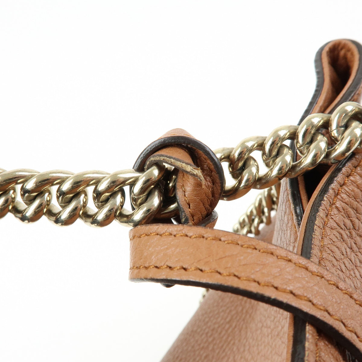 Gucci Soho Chain Strap Leather, Brown, Leather, Shoulder Bag