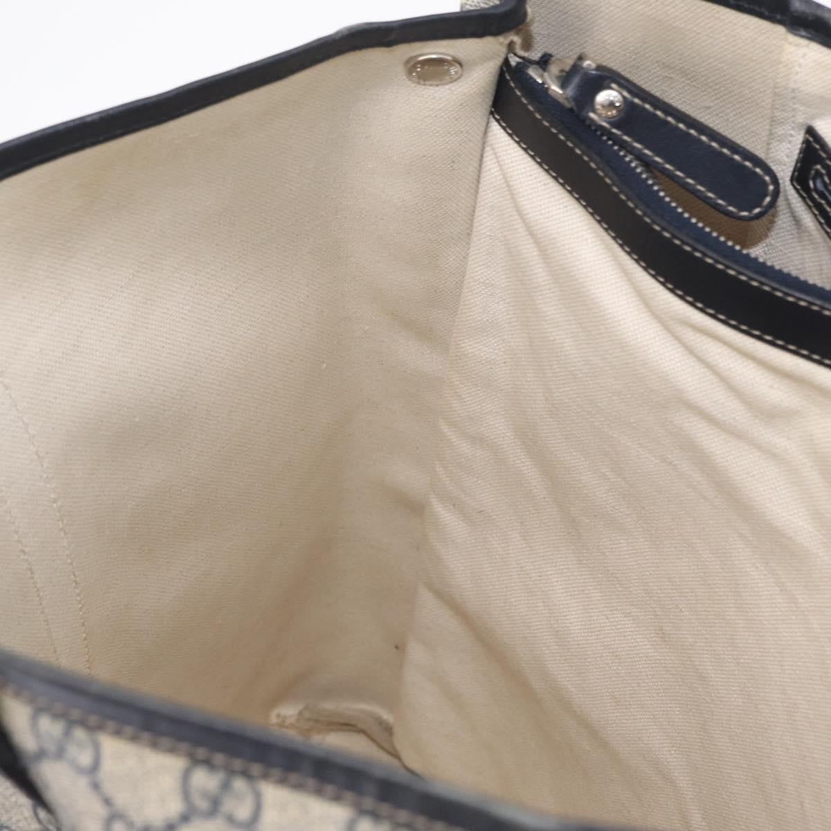 Gucci Open Tote GG Canvas and Leather, Navy, Canvas, Handbag