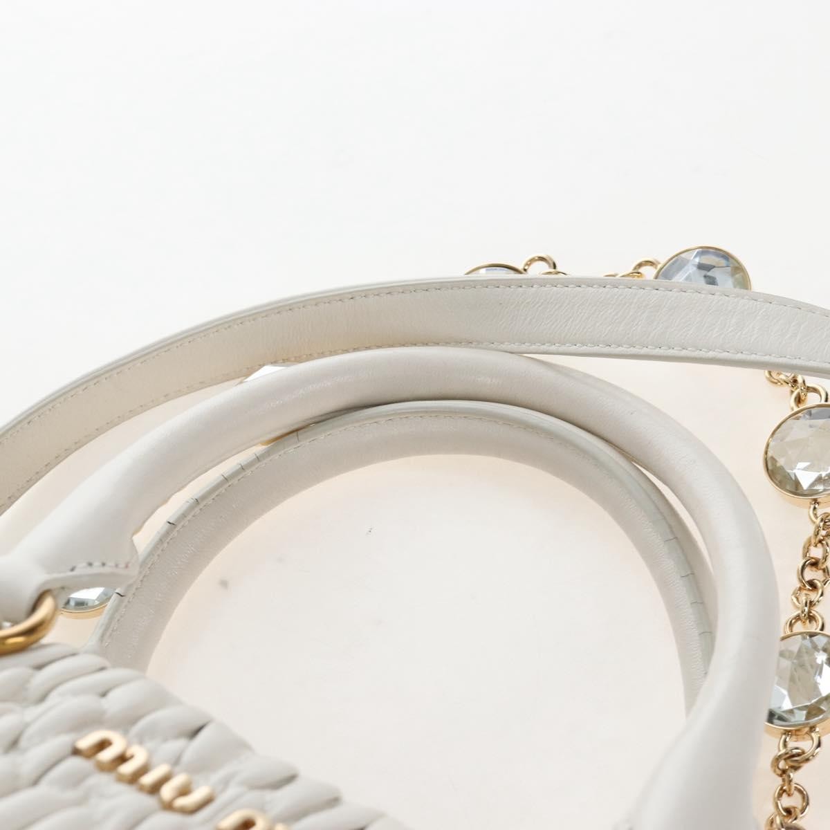 Miu Miu Crystal Convertible Matelasse Leather, White, Leather, Tote Bag
