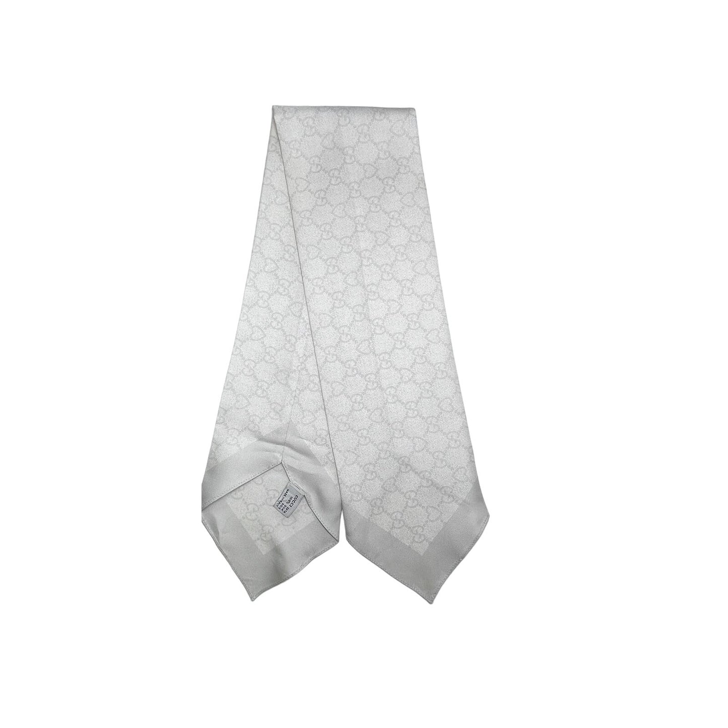 Gucci Silk Scarf 84x11.5cm Ivory Gray