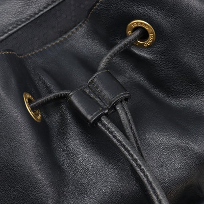 Gucci Vintage Bamboo Leather, Black, Leather, Backpack