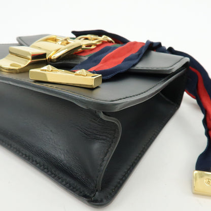 Gucci Sylvie Leather, Black, Leather, Shoulder Bag