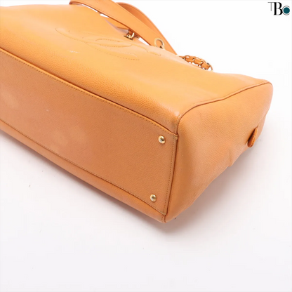 Chanel Coco Mark Leather, ORANGE, LEATHER, Shoulder bag