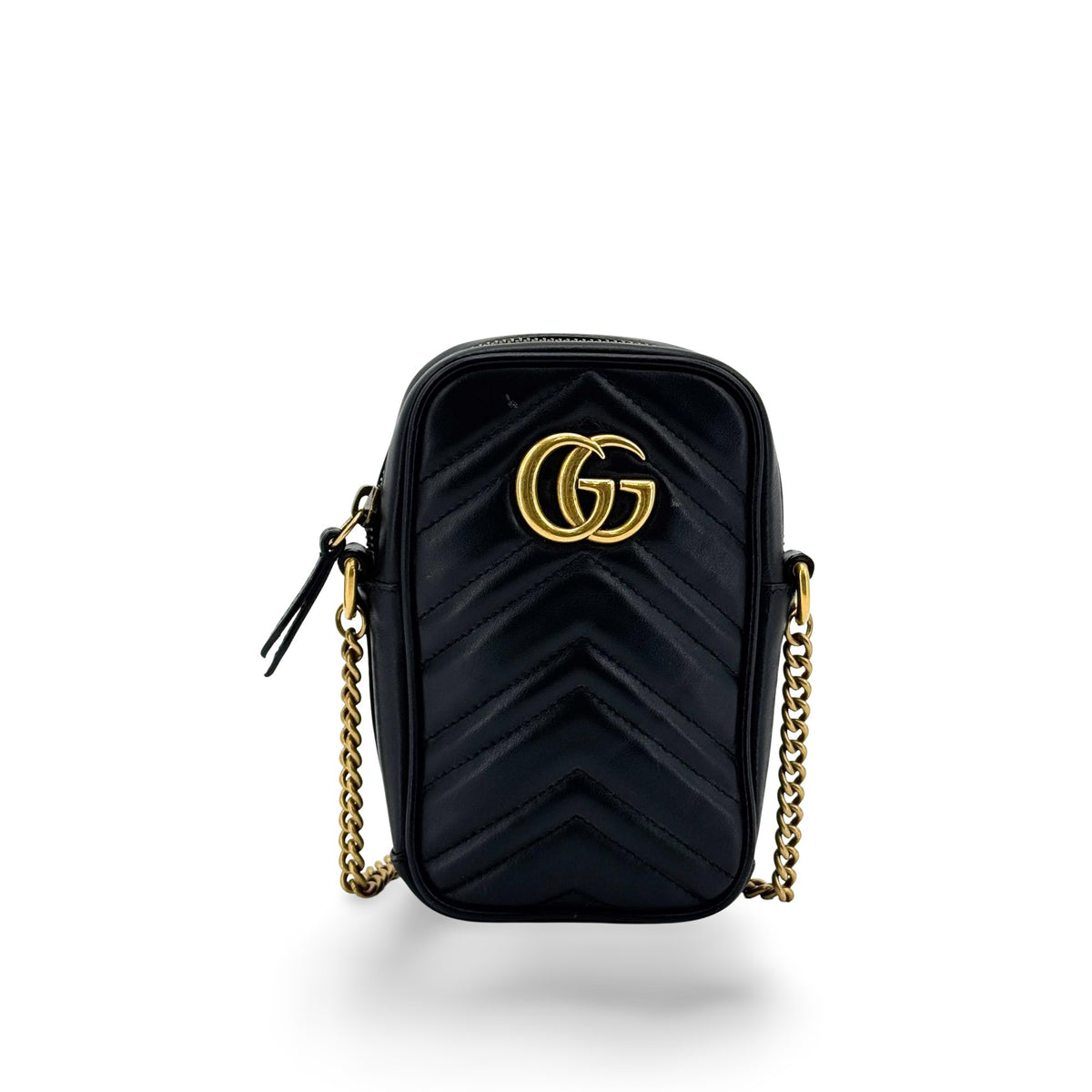Gucci GG Marmont Matelasse Leather, Black, Leather, Shoulder Bag