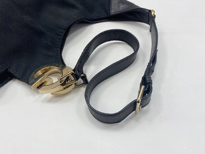 Gucci Charlotte Messenger Guccissima Leather, Black, Leather, Handbag