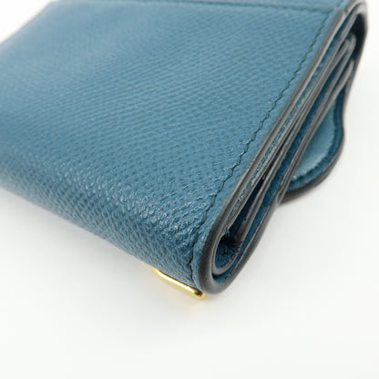 Christian Dior Saddle Flap Leather, Blue, Leather, Wallet