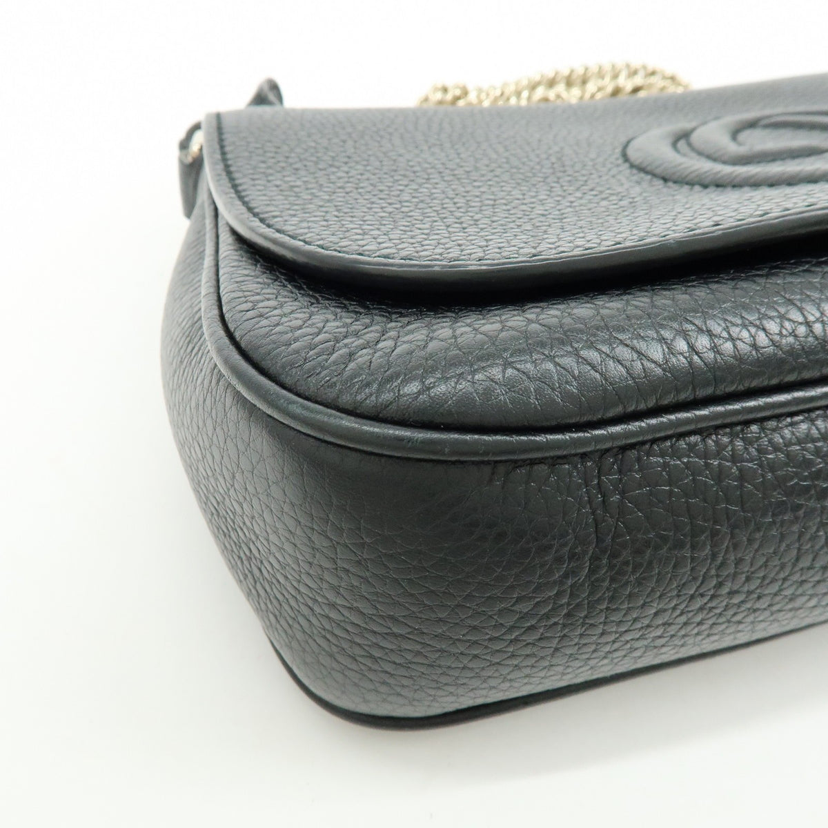 Gucci Soho Chain Leather, Black, Calfskin, Crossbody Bag