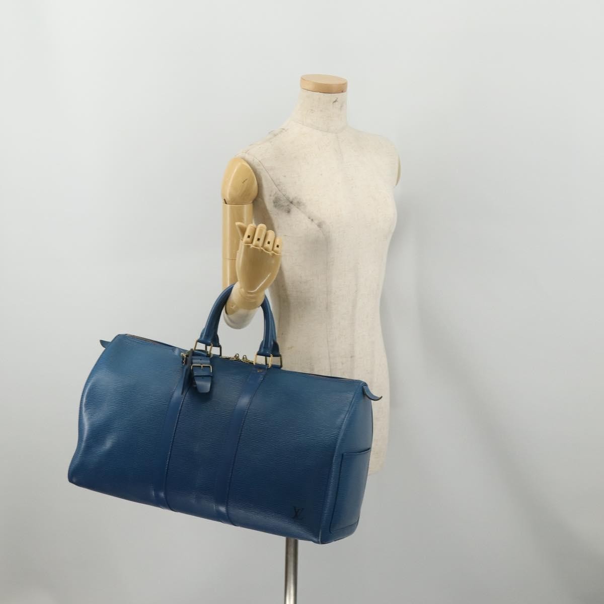 Louis Vuitton Keepall Bag Epi Leather, Blue, Leather, Travel Bag