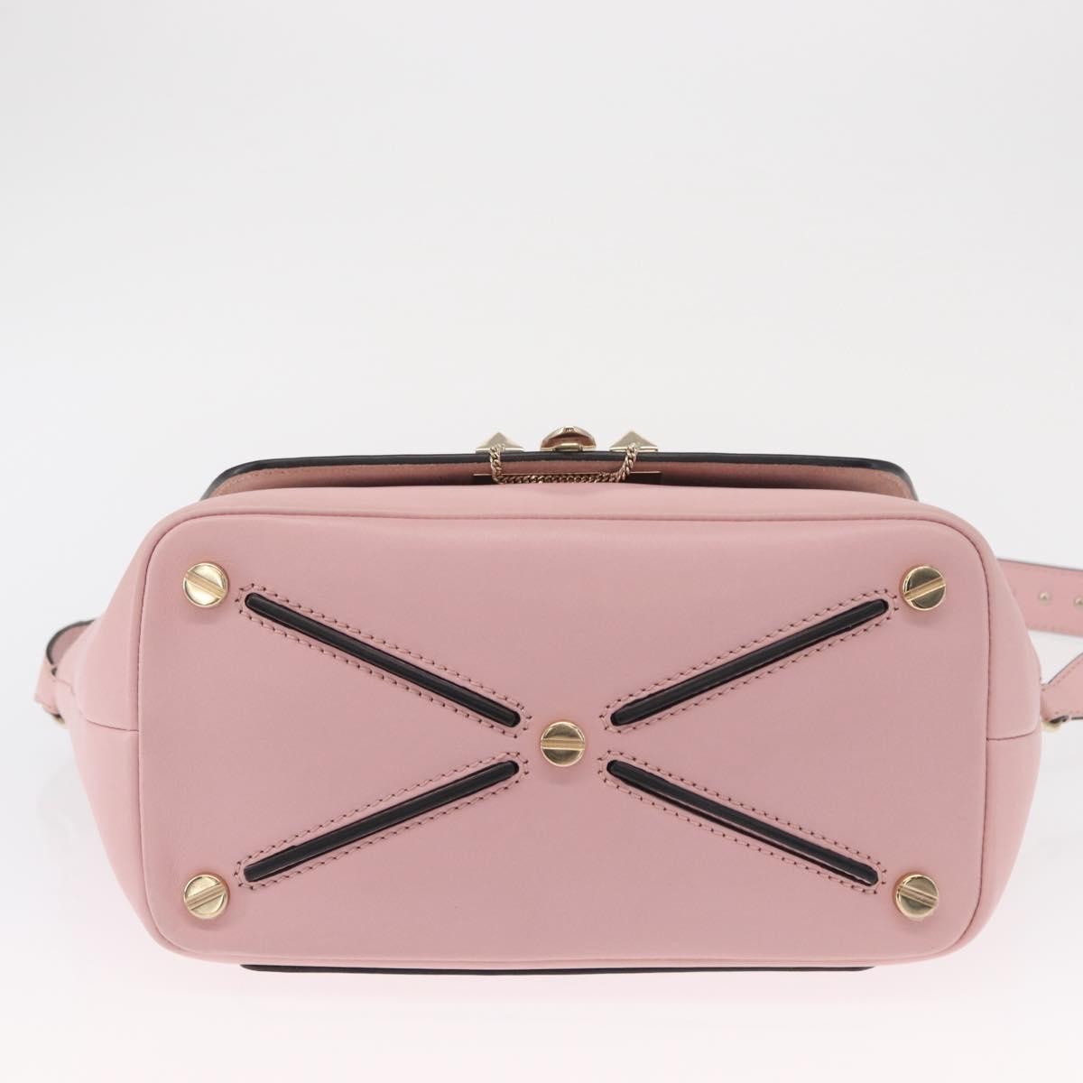 Valentino Garavani Demilune Flap Satchel Leather, Pink, Leather, Handbag
