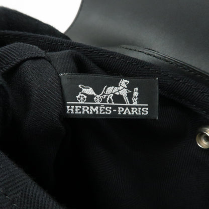 Hermes Valparaiso Toile and Leather, Black, Canvas, Handbag