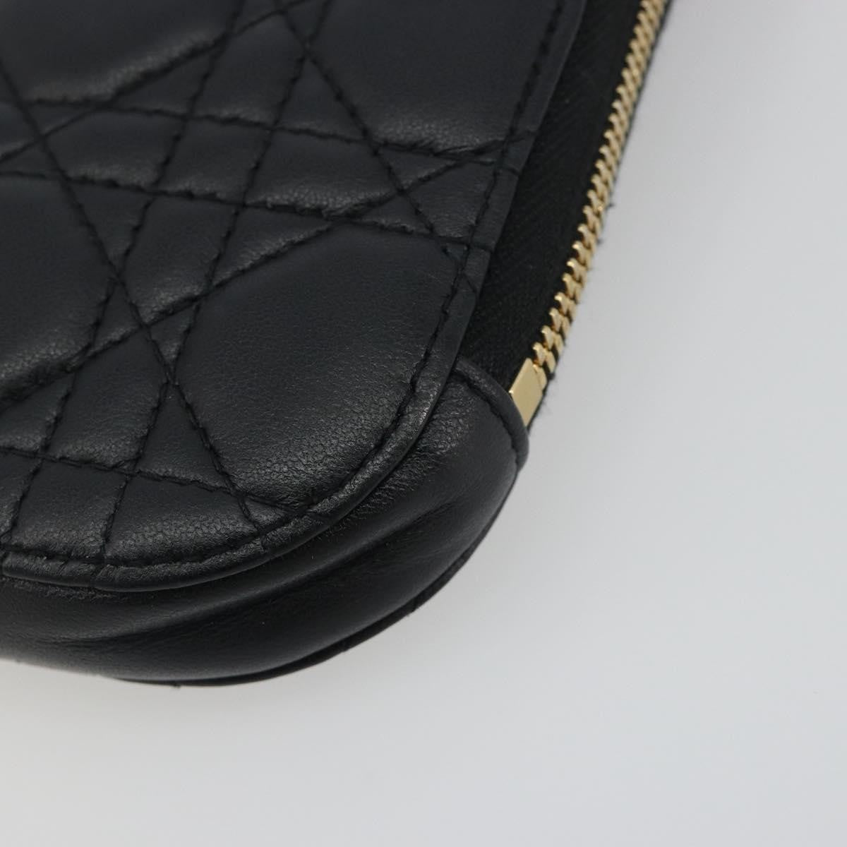 Christian Dior Lady Dior Phone Holder on Chain Cannage Quilt Lambskin, Black, Leather, Shoulder Bag