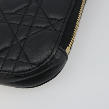 Christian Dior Lady Dior Phone Holder on Chain Cannage Quilt Lambskin, Black, Leather, Shoulder Bag