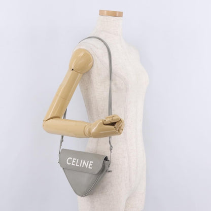 Celine Triangle Leather, Gray, Leather, Handbag