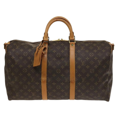Louis Vuitton Keepall Bandouliere Bag Monogram Canvas, BROWN, CANVAS, Travel bag