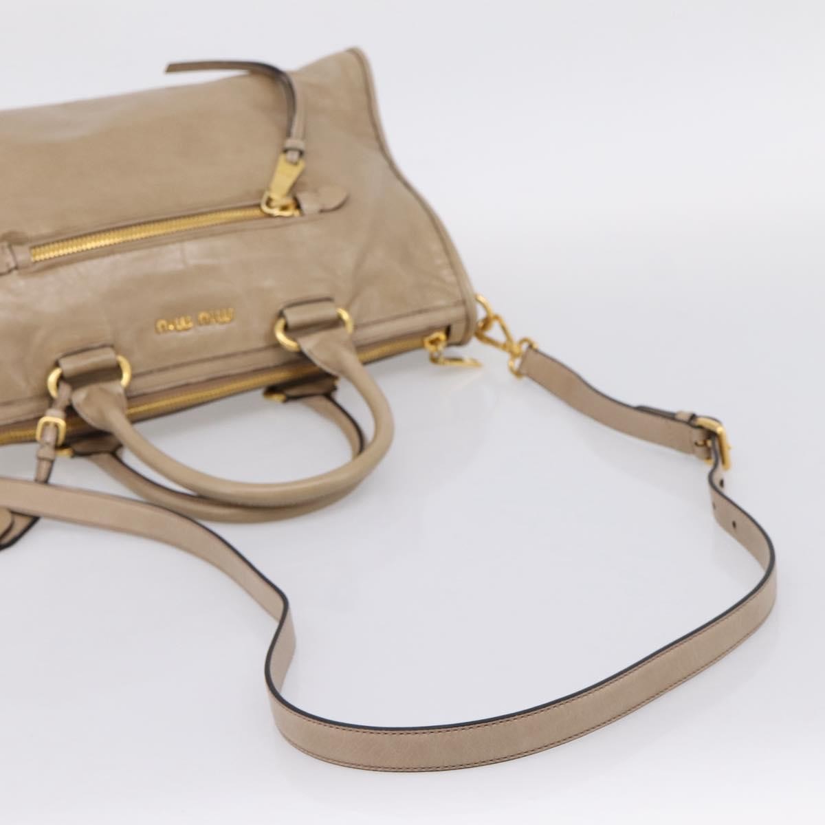 Miu Miu Convertible Bauletto Vitello Shine, Beige, Leather, Handbag
