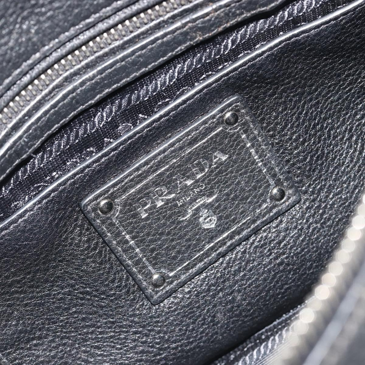 Prada Vitellino Mordo Hobo Leather, Black, Leather, Shoulder Bag