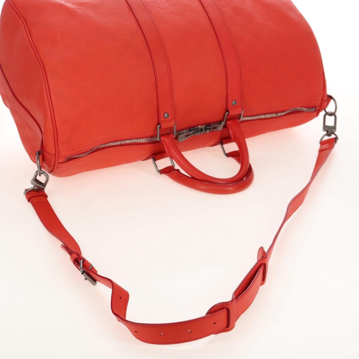 Louis Vuitton Keepall Bandouliere Damier Infini Leather, Red, Leather, Travel Bag