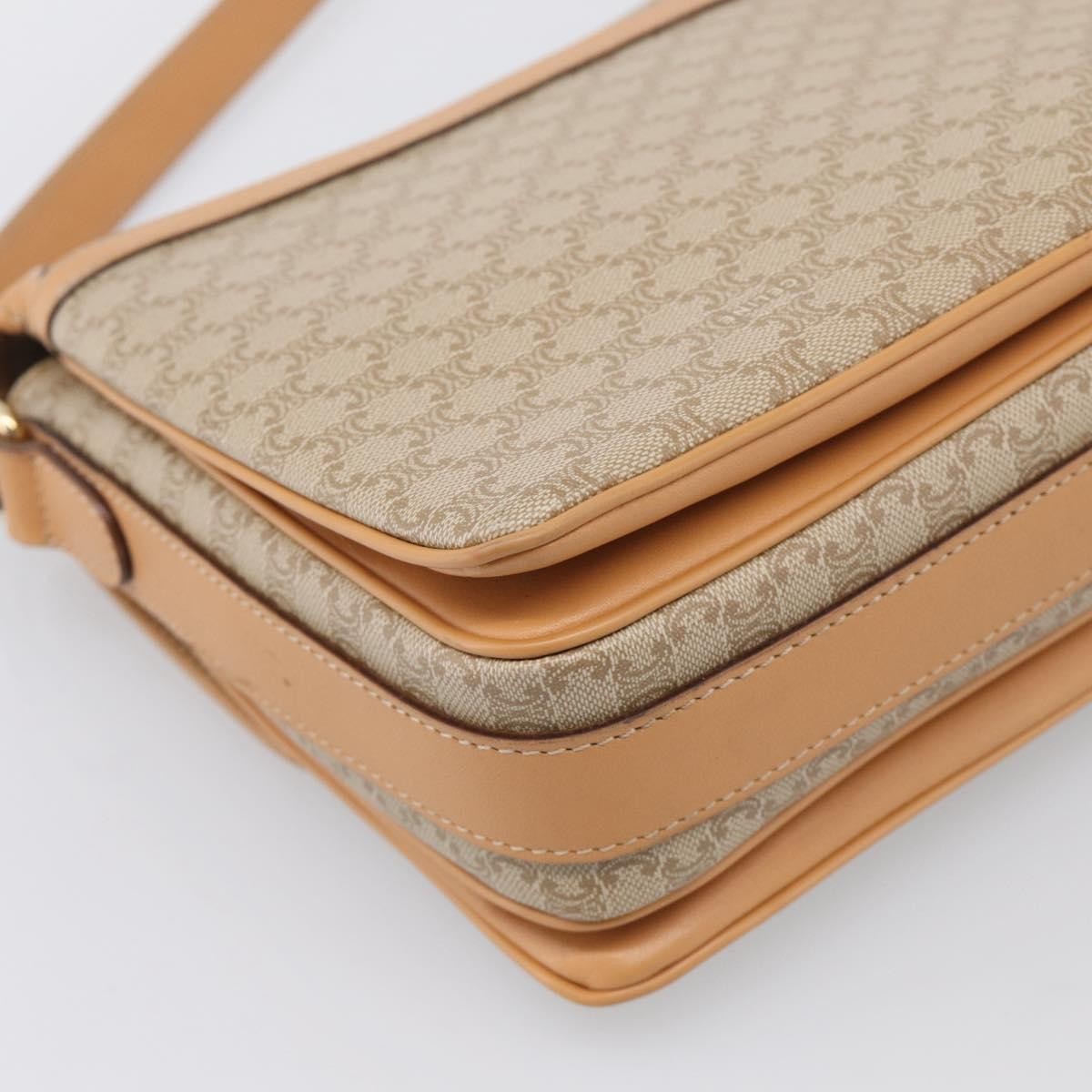 Celine Macadam Shoulder Canvas, Beige, Canvas, Crossbody Bag