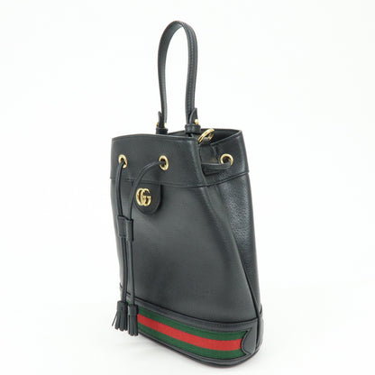 Gucci Ophidia Bucket Leather, Black, Leather, Handbag